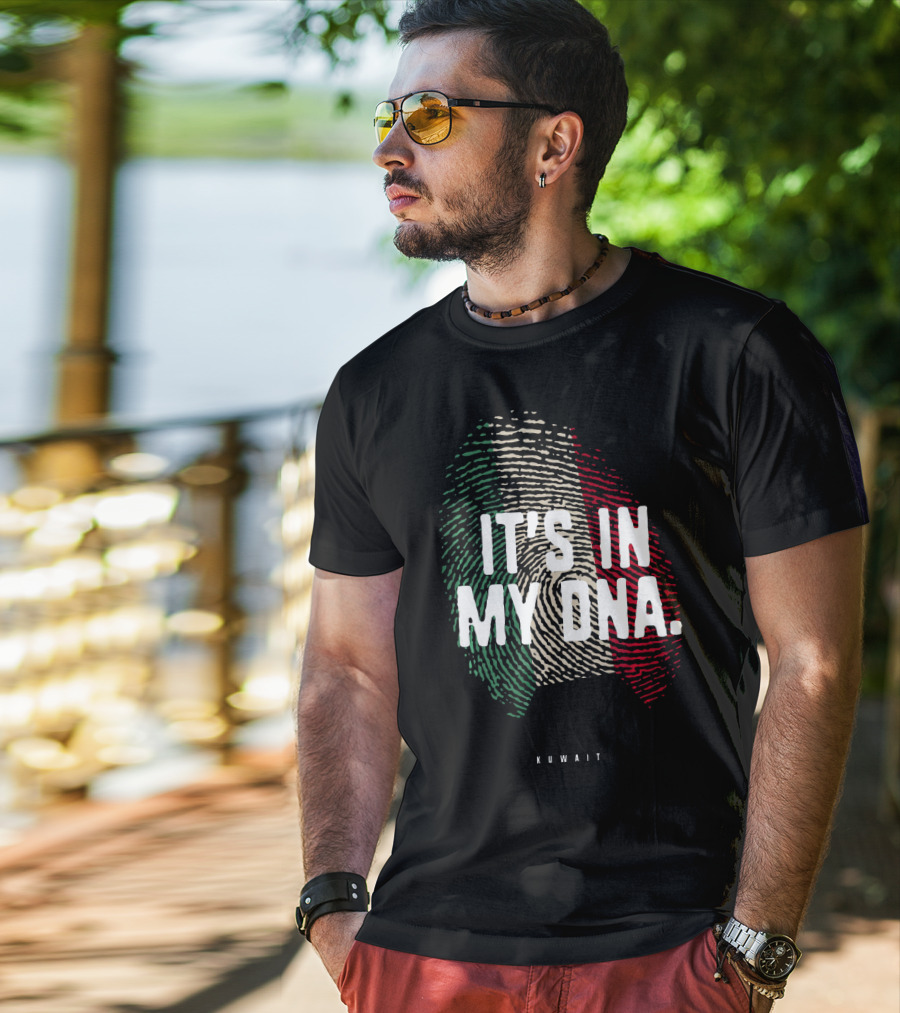 IT'S IN MY DNA Kuwait Flag Kuwaiti Fingerprint T-Shirt