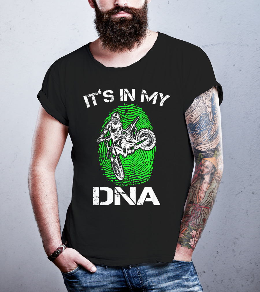Motocross It's In My DNA Green Dirt Bike Fingerprint Rider T-Shirt