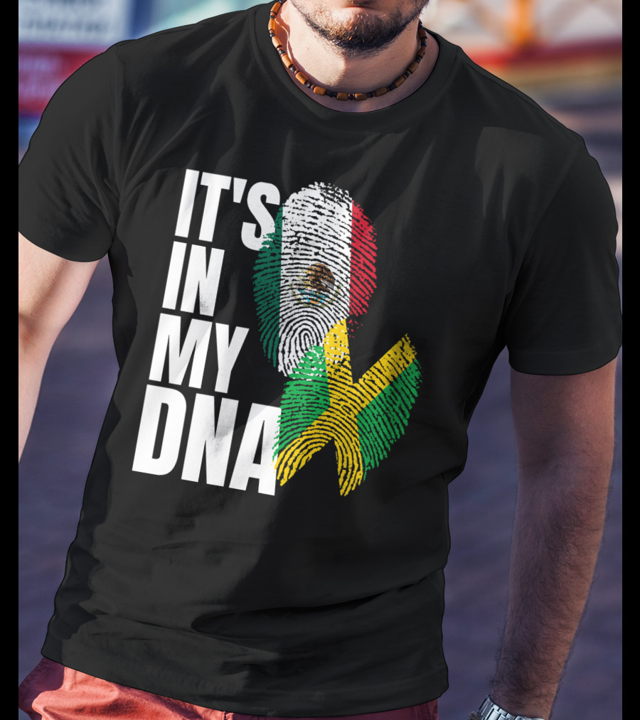 It's In My DNA Jamaican Mexican Flag Fingerprint Heritage T-Shirt