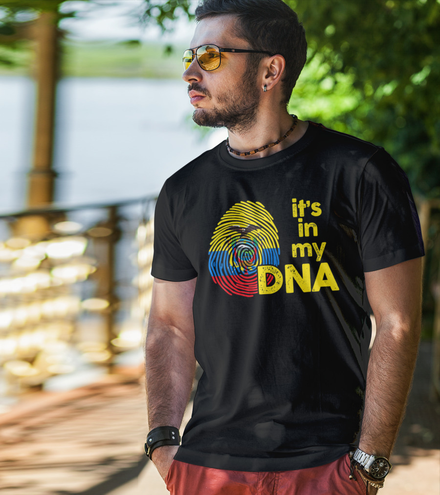 Ecuador Flag Fingerprint It's In My DNA T-Shirt