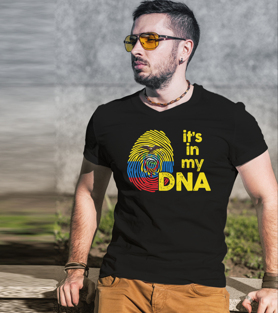 Ecuador Flag Fingerprint It's In My DNA T-Shirt