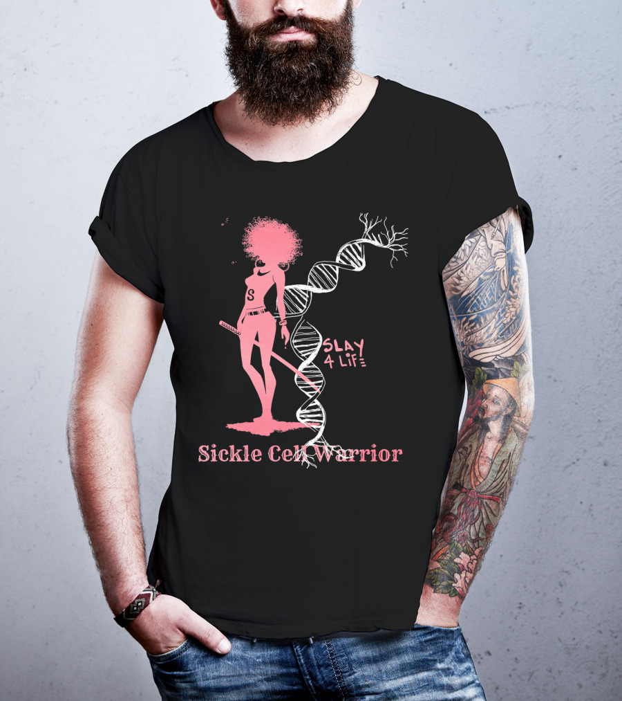 Sickle Cell Warrior Slay 4 Life DNA Pink T-Shirt