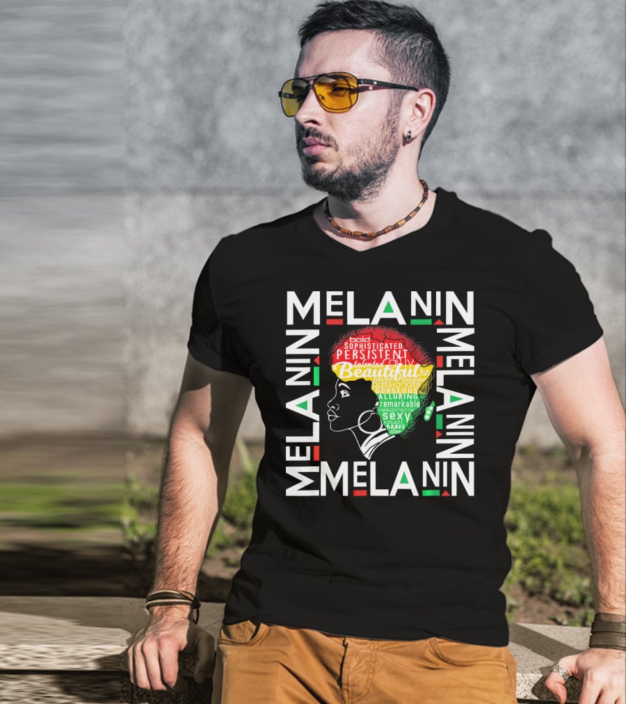 Beautiful Black Queen Melanin Bold Persistent Talented Fun Brave Alluring T-Shirt