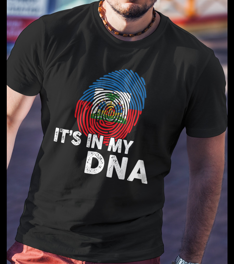 Haiti Flag Fingerprint It's In My DNA Haitian Pride T-Shirt