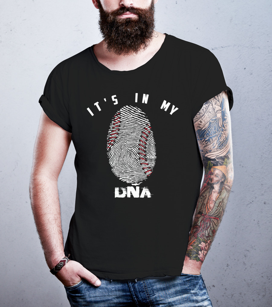 It's In My DNA Cute Baseball Player Thumbprint Stitching T-Shirt