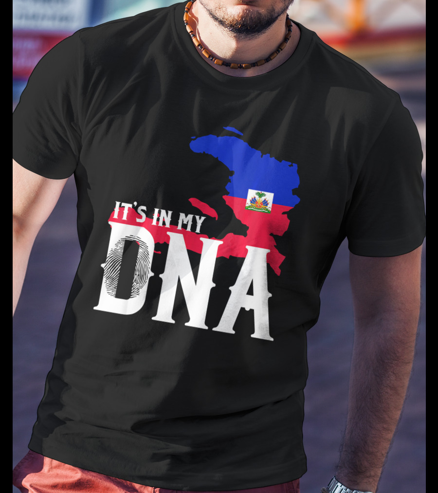 It's In My DNA Fingerprint Prideful Haiti Flag Map T-Shirt