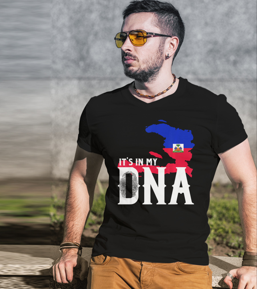 It's In My DNA Fingerprint Prideful Haiti Flag Map T-Shirt