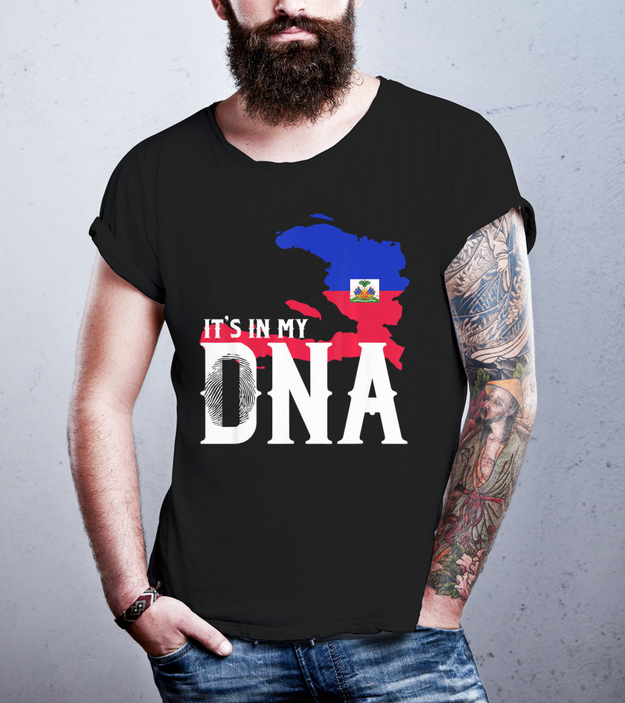 It's In My DNA Fingerprint Prideful Haiti Flag Map T-Shirt