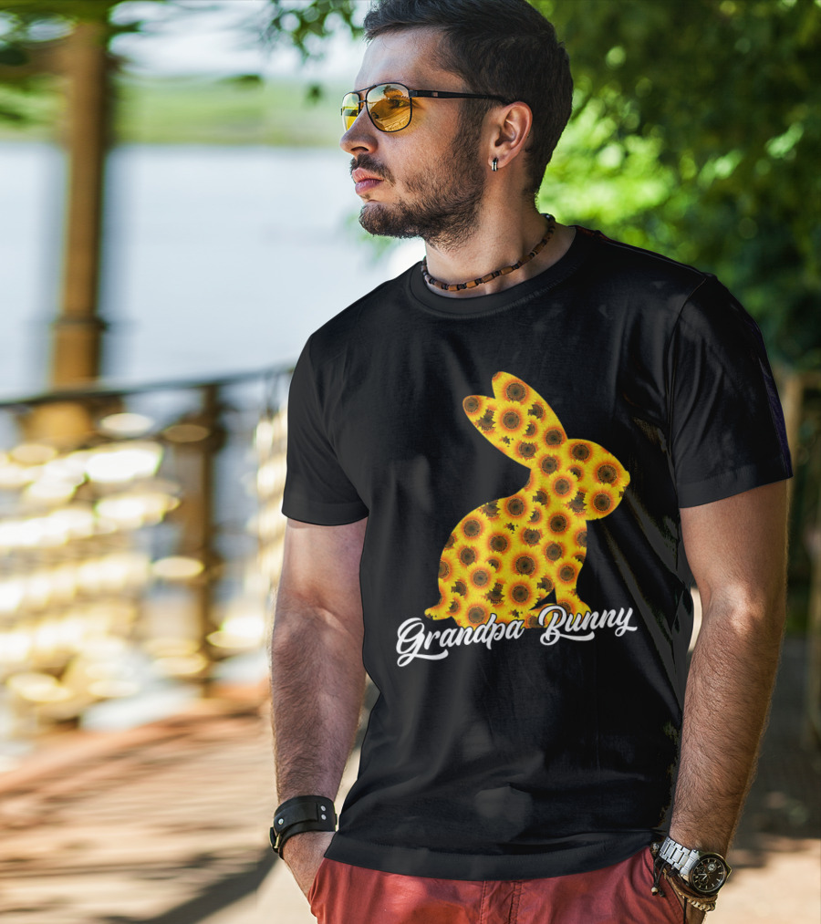 Grandpa Bunny Sunflower Floral T-Shirt