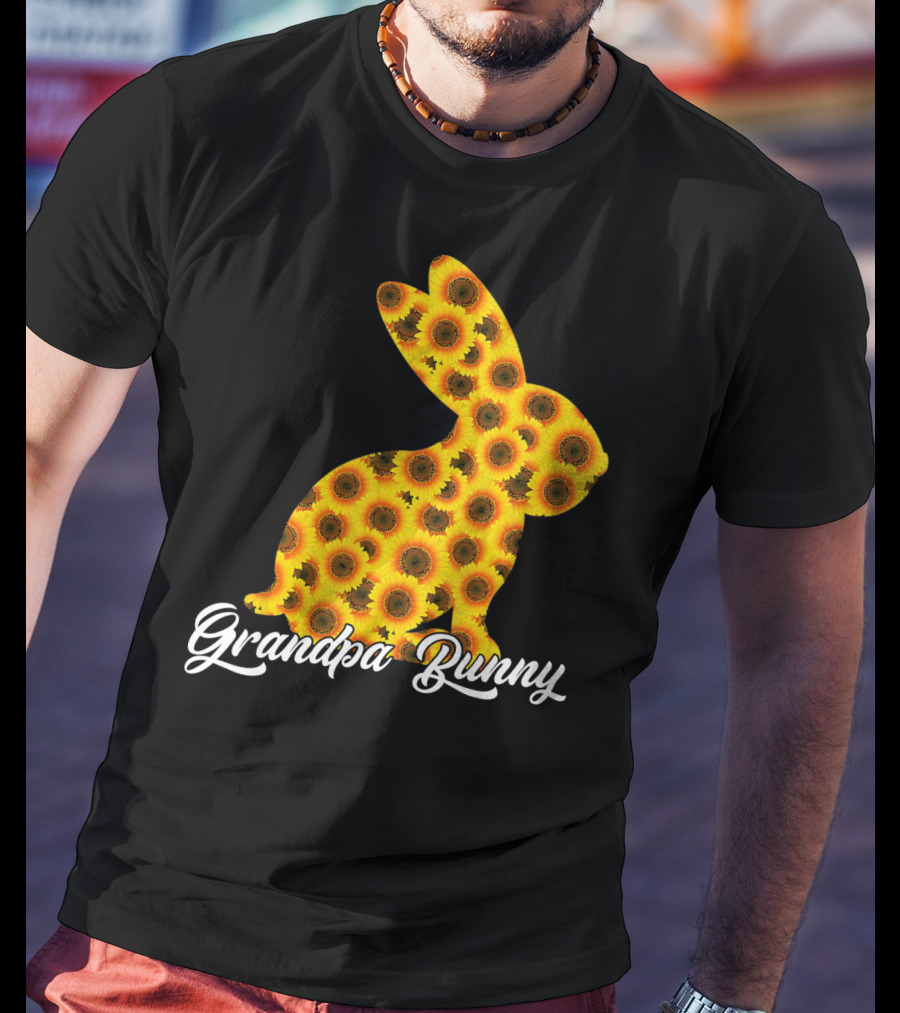 Grandpa Bunny Sunflower Floral T-Shirt