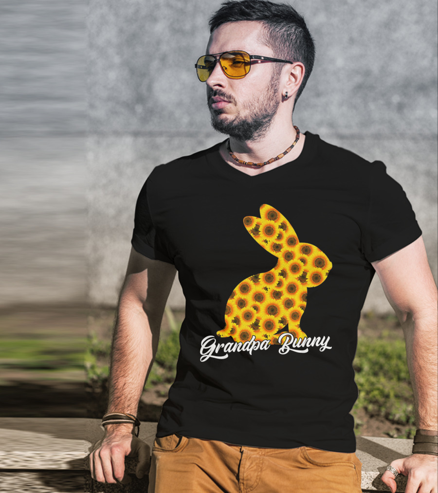 Grandpa Bunny Sunflower Floral T-Shirt