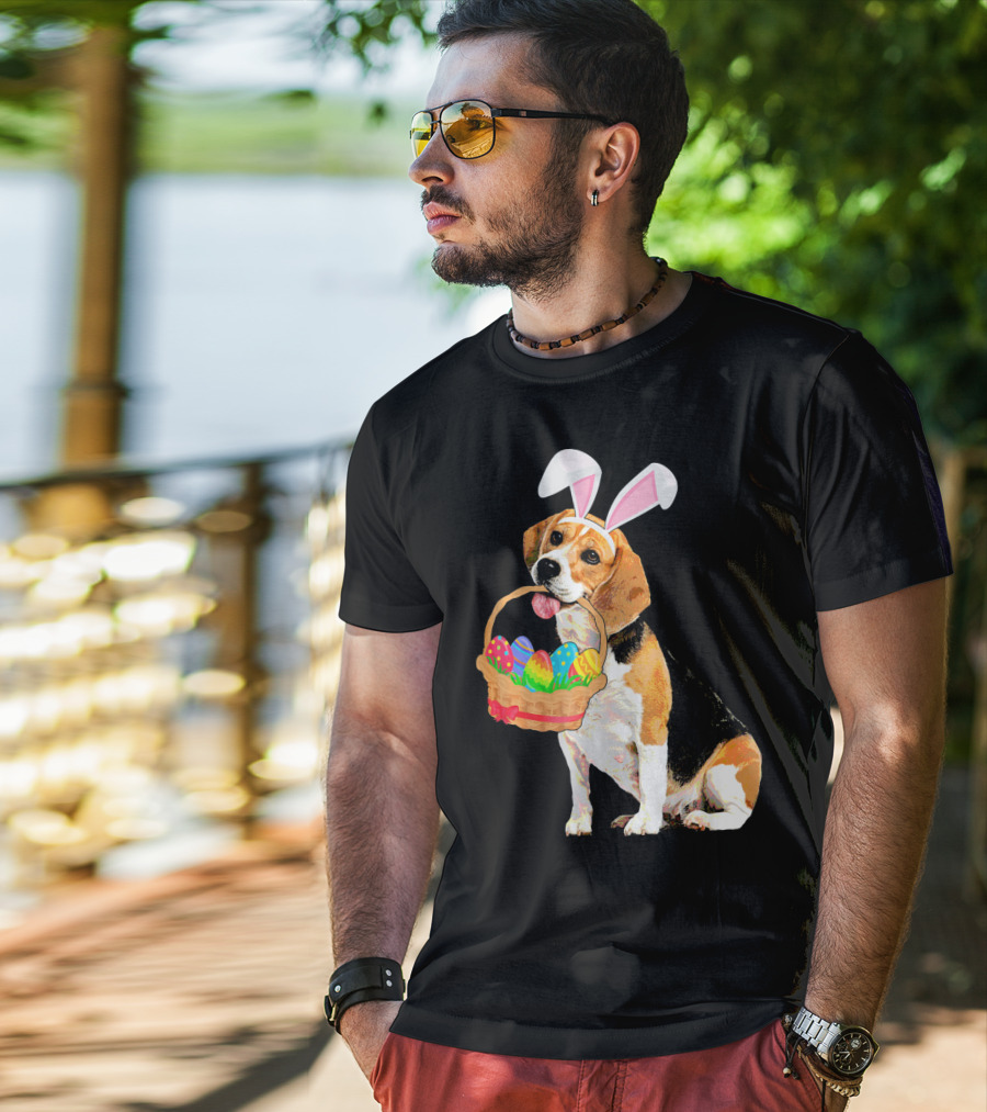 Beagle Bunny Easter Egg Basket Fun T-Shirt