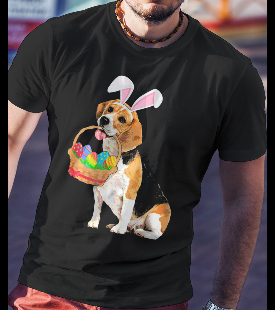 Beagle Bunny Easter Egg Basket Fun T-Shirt
