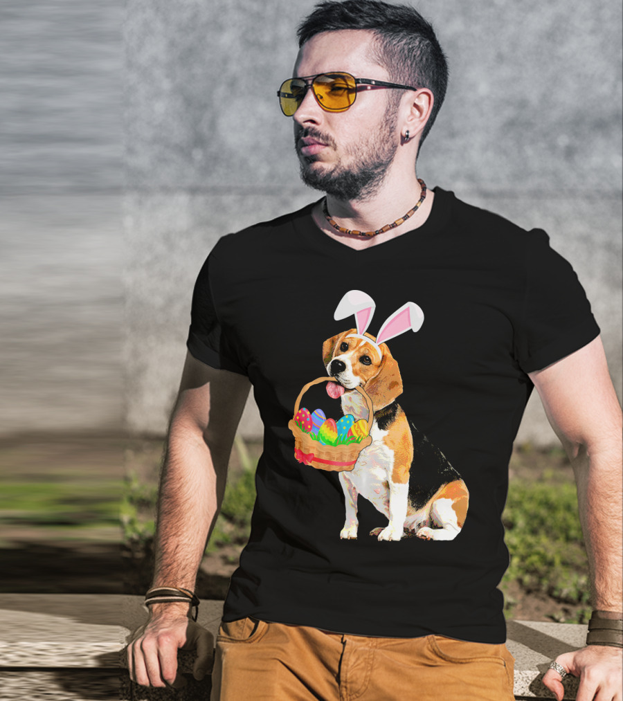 Beagle Bunny Easter Egg Basket Fun T-Shirt