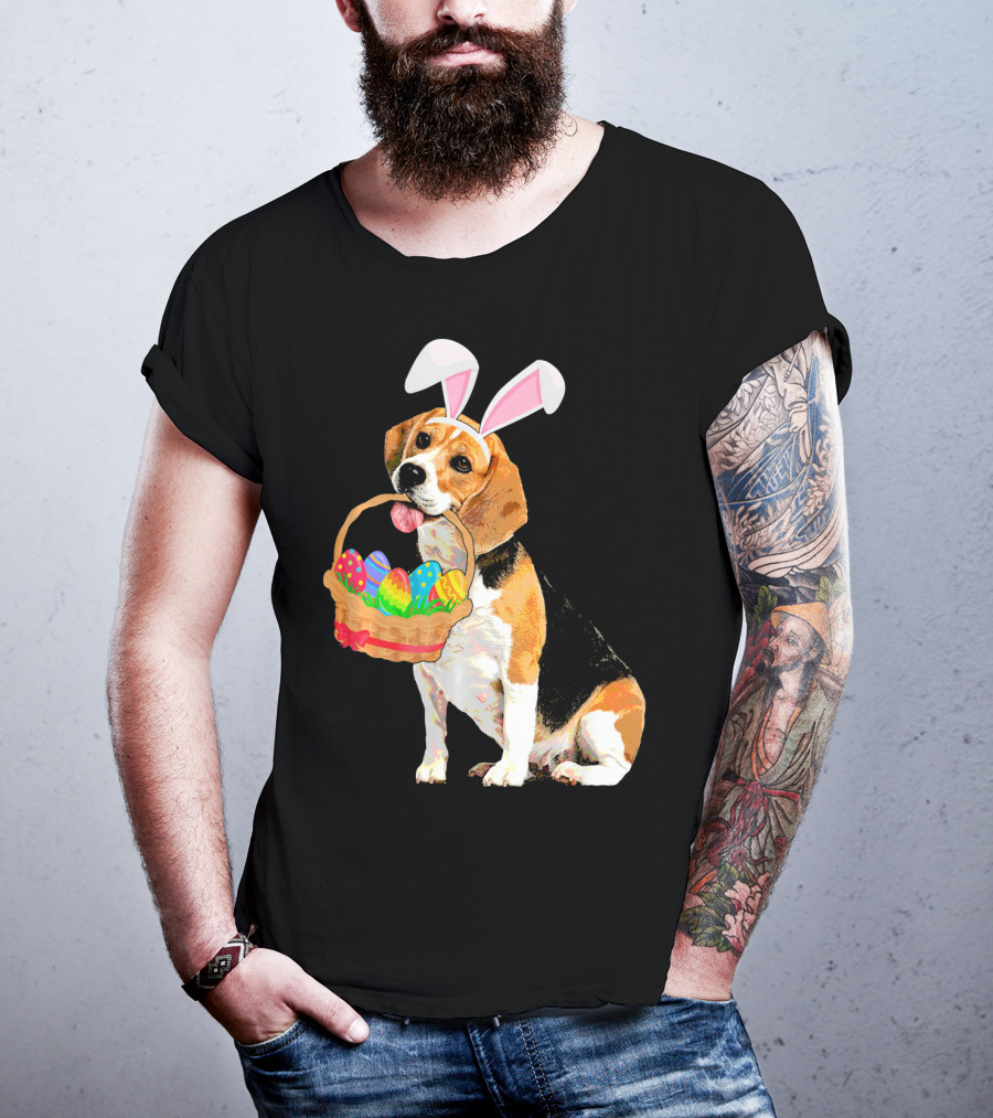 Beagle Bunny Easter Egg Basket Fun T-Shirt