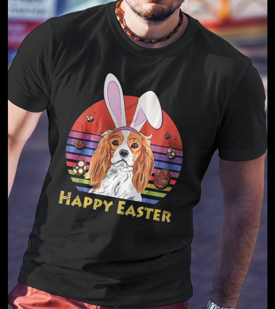 Happy Easter Cavalier King Charles Dog Bunny Headband T-Shirt
