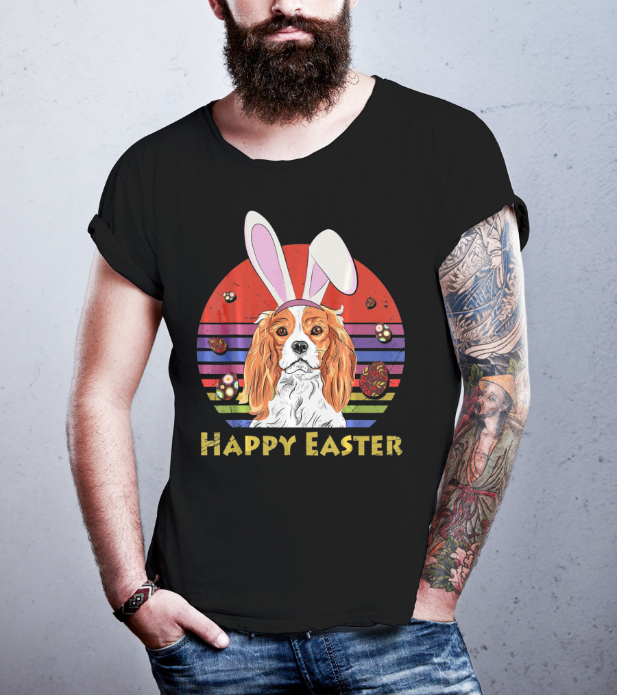 Happy Easter Cavalier King Charles Dog Bunny Headband T-Shirt