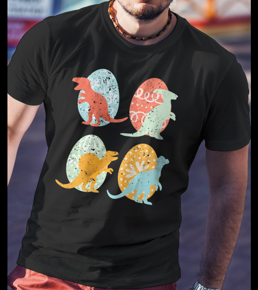 Colorful Easter Dinosaur Eggs With T-Rex Stegosaurus And More T-Shirt