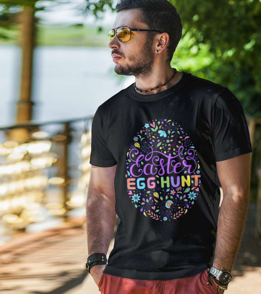 Easter Egg Hunt Colorful Floral T-Shirt