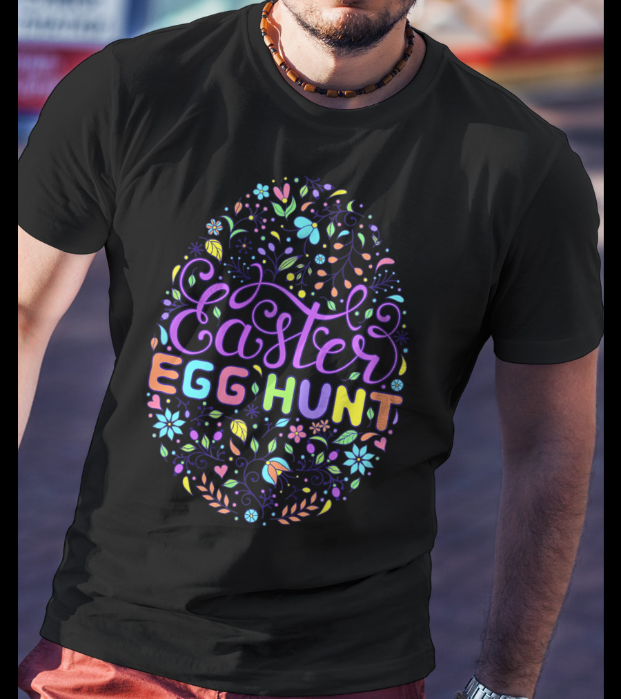 Easter Egg Hunt Colorful Floral T-Shirt