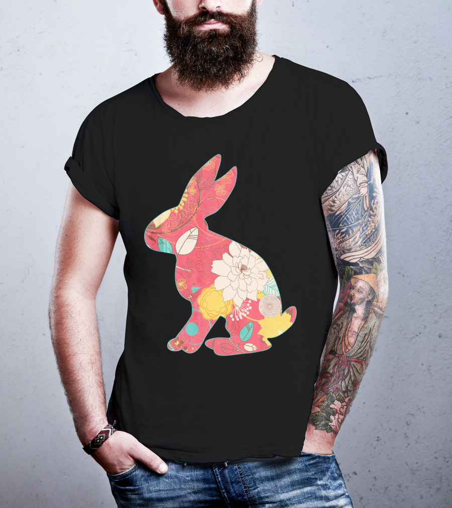 Retro Easter Bunny Vintage Floral T-Shirt