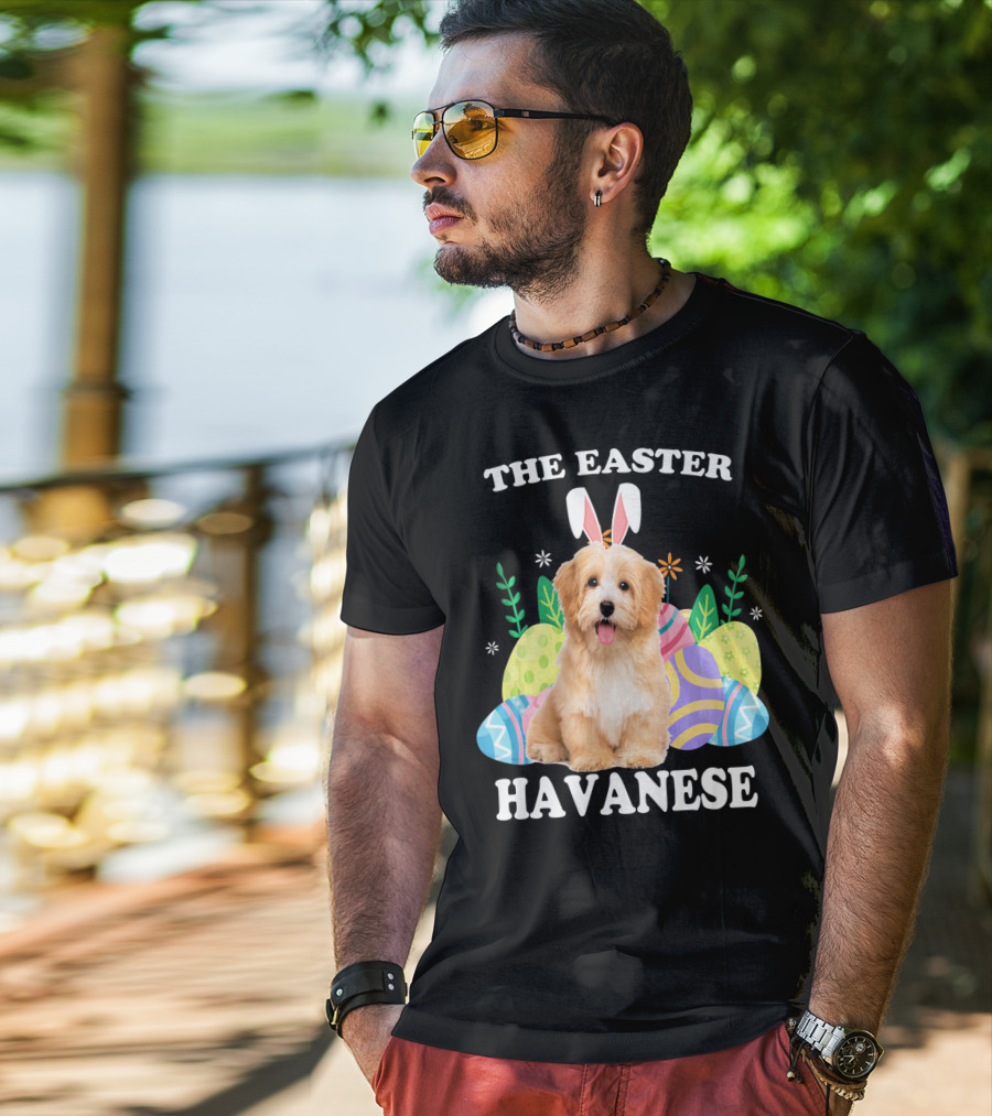 The Easter Havanese Bunny Dog With Colorful Eggs T-Shirt