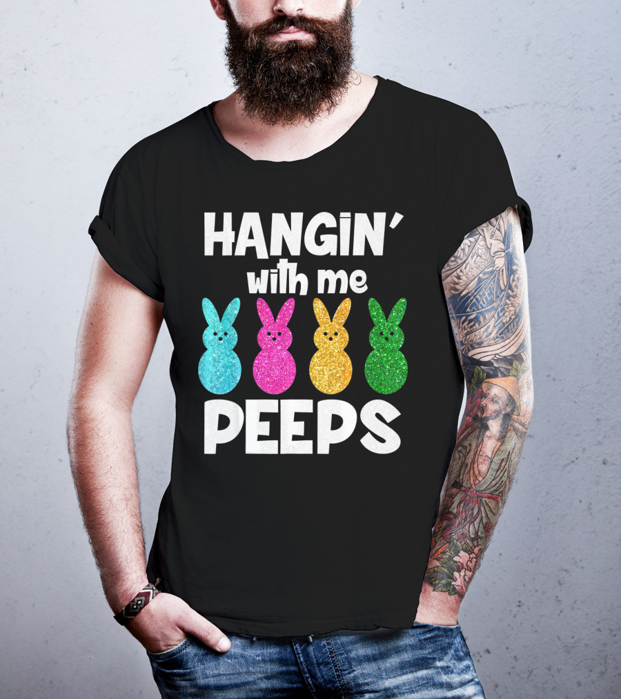 Hanging With My Peeps Glittery Colorful Bunnies T-Shirt