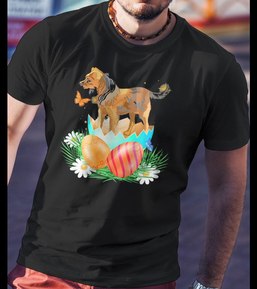 Easter Day Russian Toy With Bunny And Eggs On Grass With Flowers And Butterflies T-Shirt