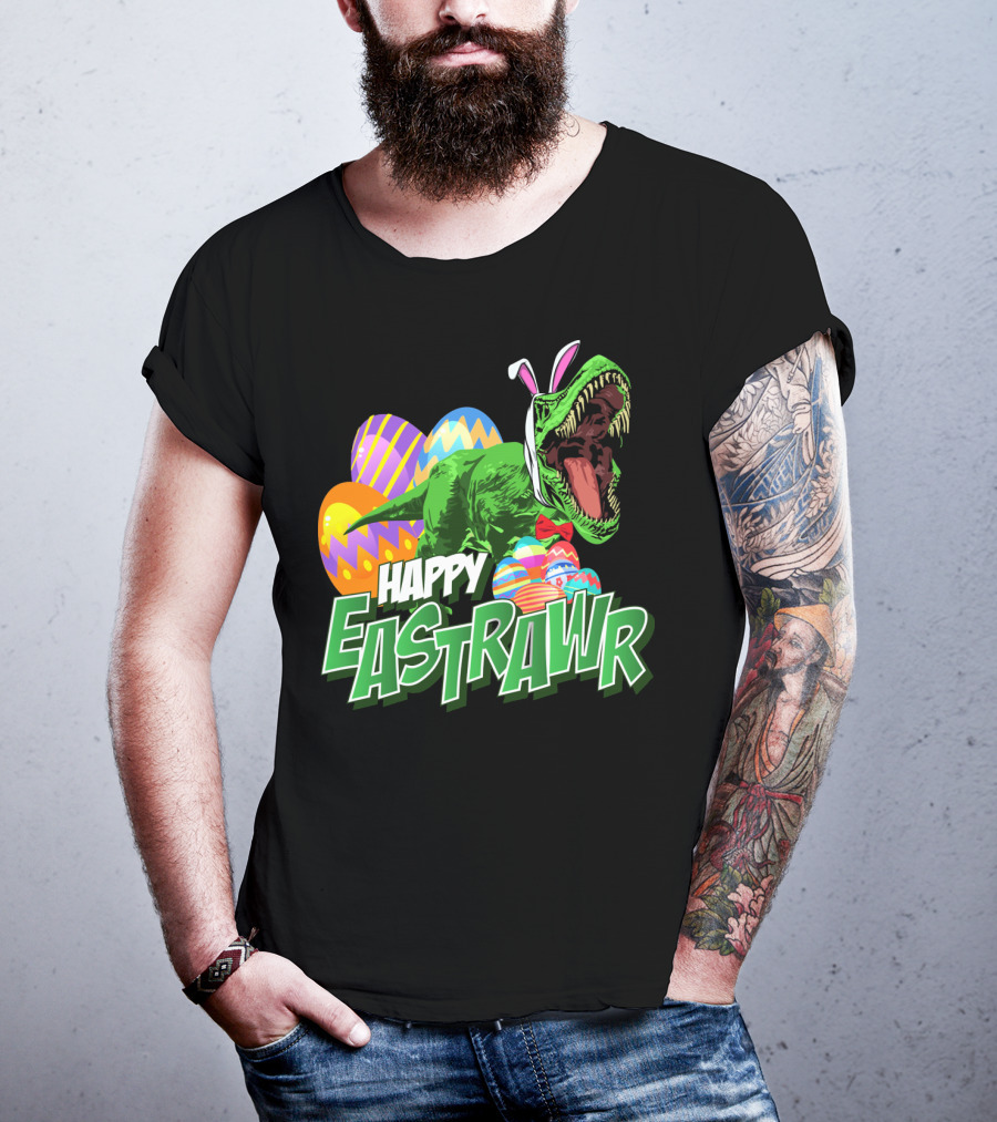 Happy Eastrawr Dinosaur Rex Easter Eggs Bunny Ears T-Shirt