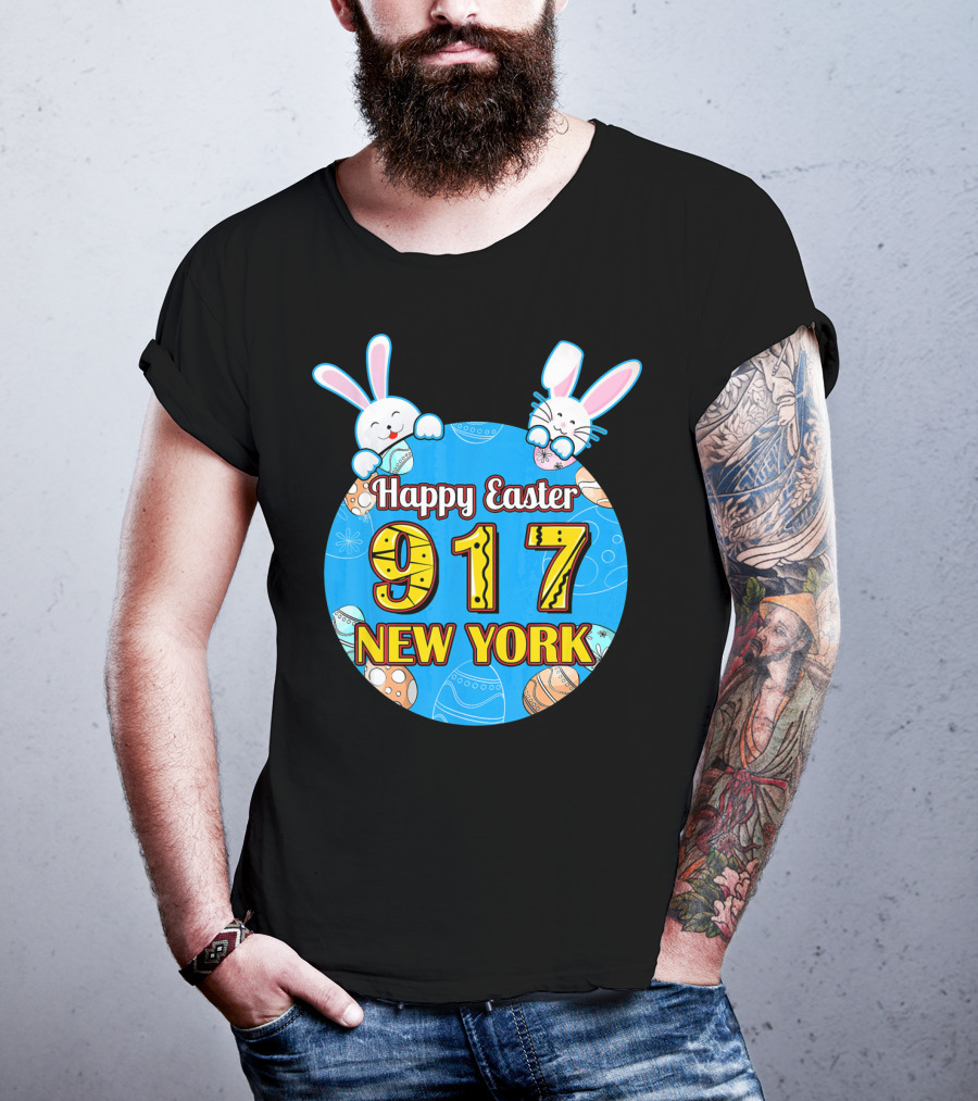 Happy Easter 917 New York With Bunnies And Eggs T-Shirt