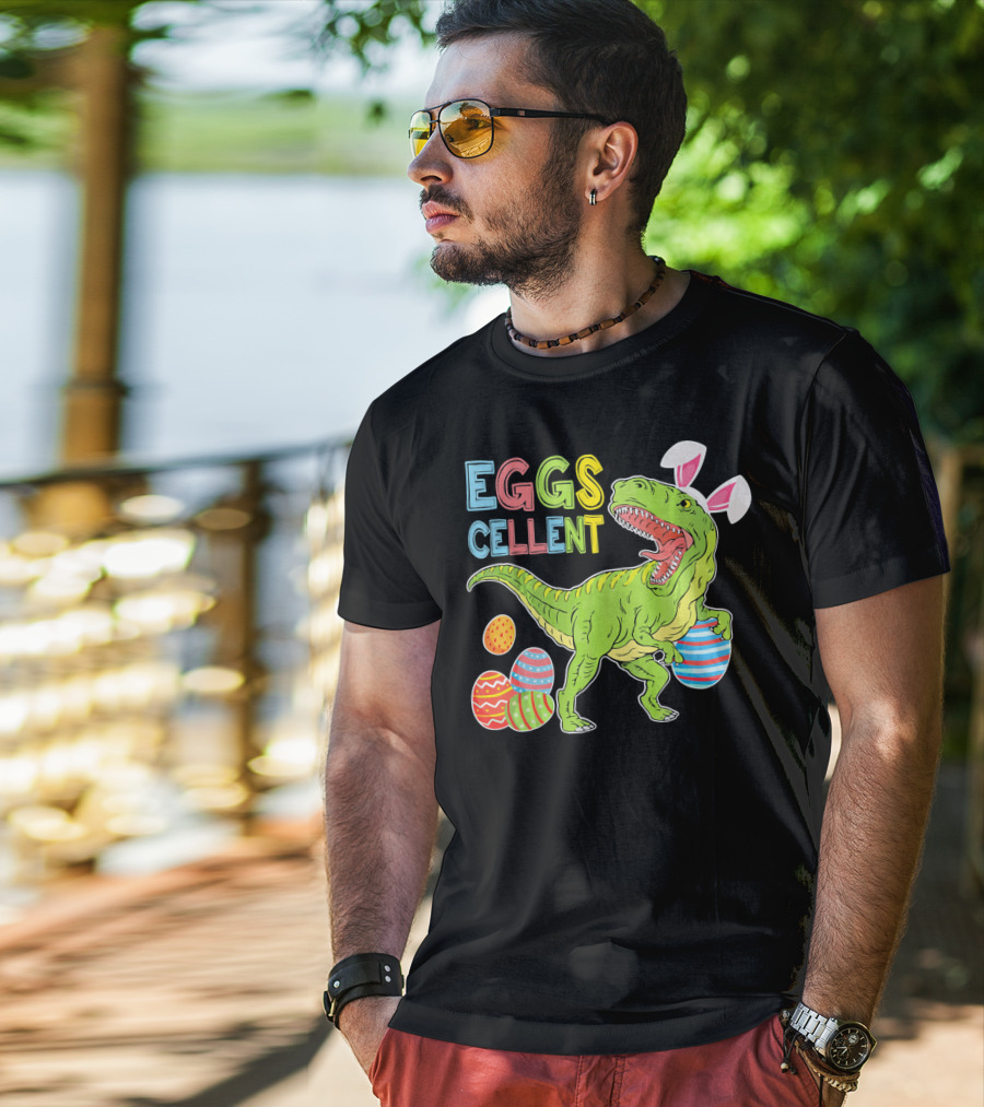 EGGSCELLENT Dinosaur Rex With Rabbit Ears And Easter Eggs T-Shirt