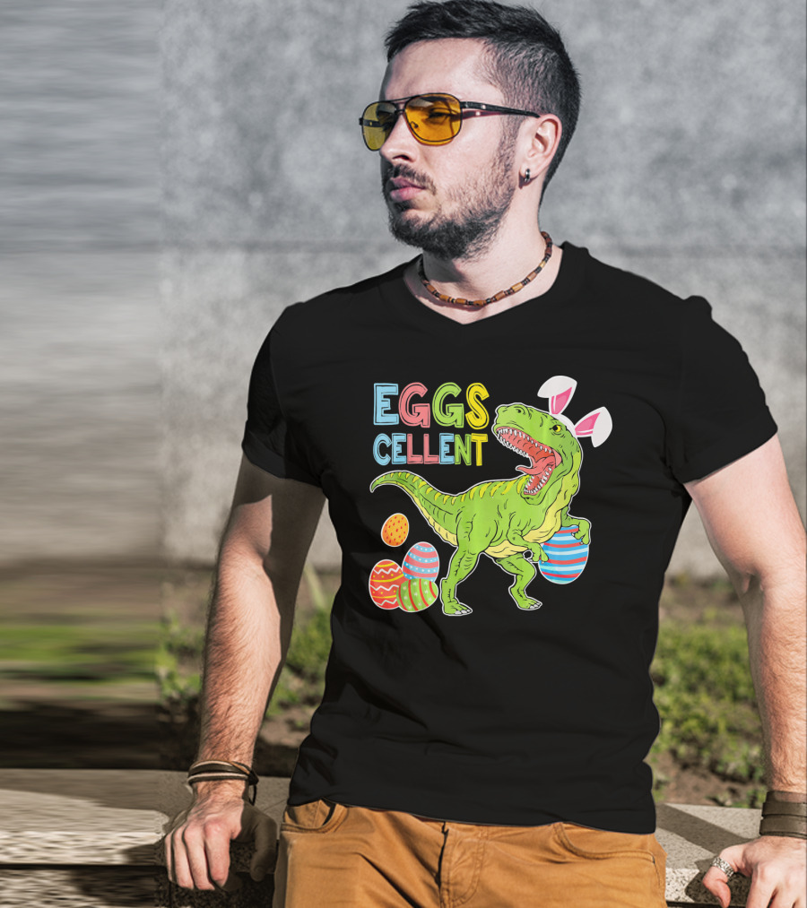 EGGSCELLENT Dinosaur Rex With Rabbit Ears And Easter Eggs T-Shirt
