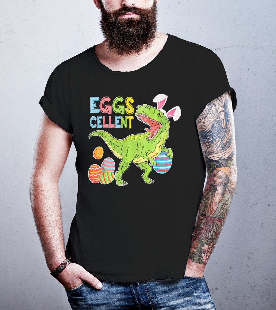 EGGSCELLENT Dinosaur Rex With Rabbit Ears And Easter Eggs T-Shirt
