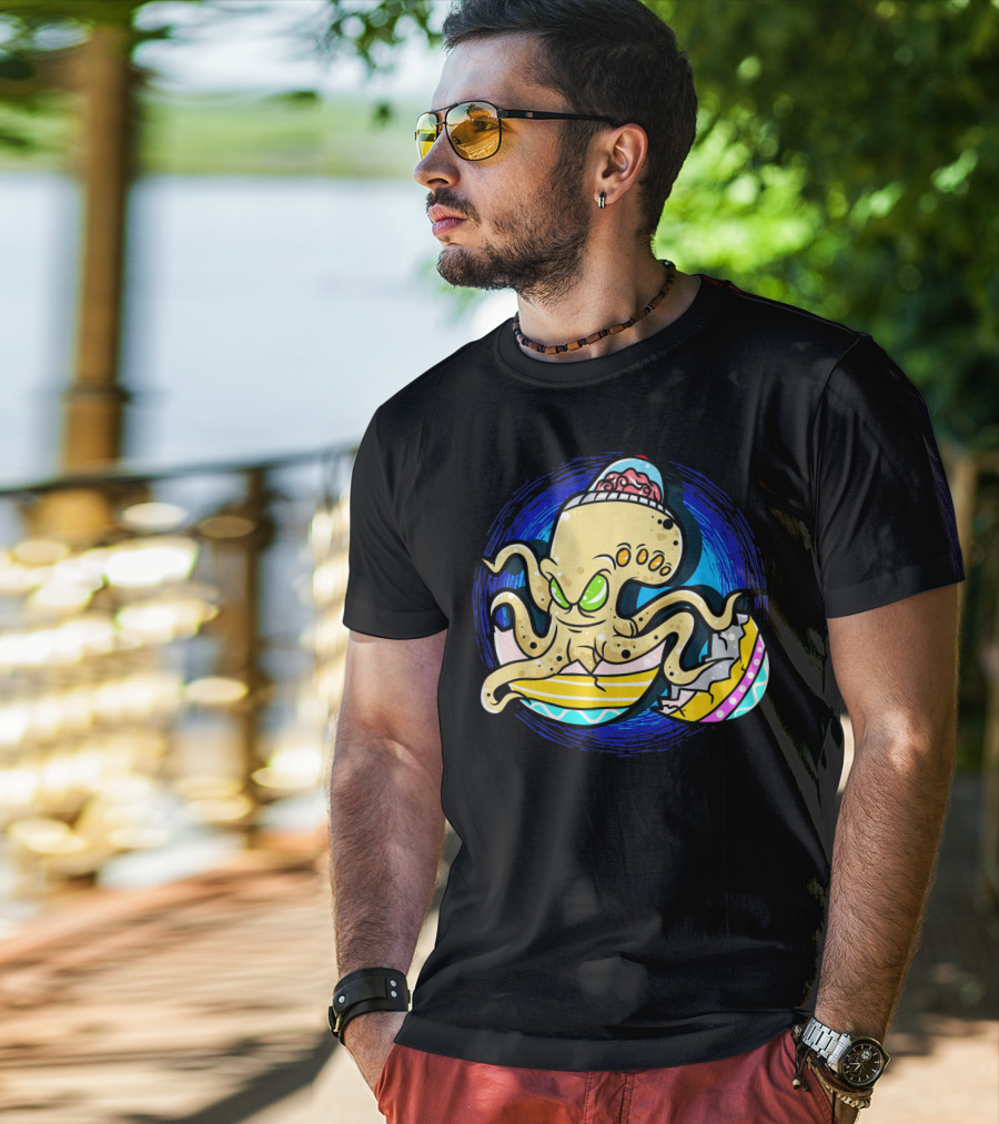 Alien Octopus Breaking Out Of Easter Egg Hunt Strategy T-Shirt