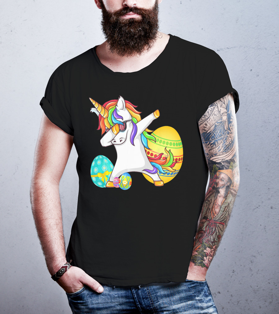 Dabbing Unicorn With Easter Eggs And Bunny Ears T-Shirt