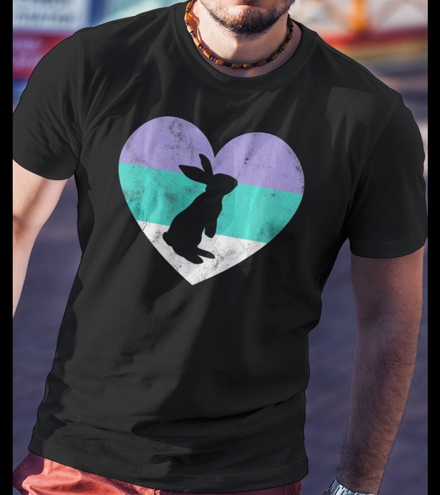 Rabbit Heart With Pride Flag Colors T-Shirt