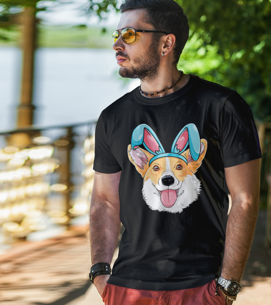 Easter Bunny Ears Corgi Dog T-Shirt
