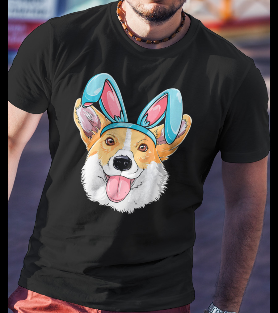 Easter Bunny Ears Corgi Dog T-Shirt