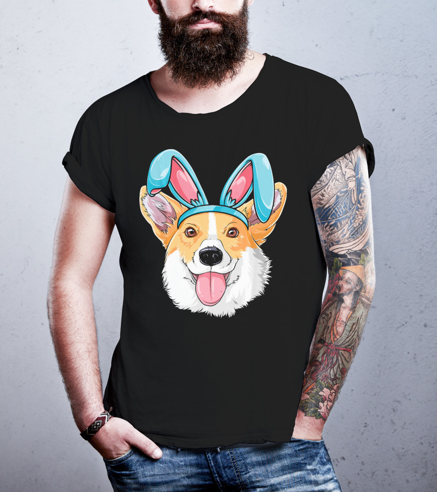 Easter Bunny Ears Corgi Dog T-Shirt