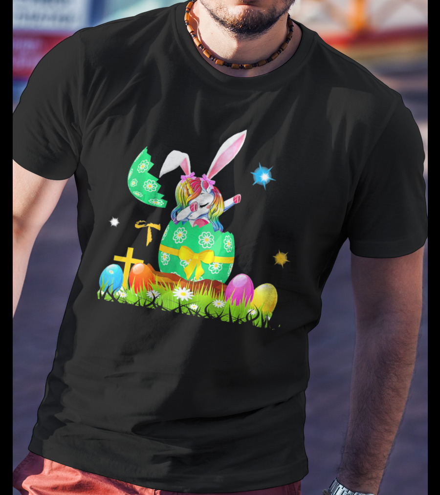 Unicorn Bunny Easter Egg Starry Spring T-Shirt