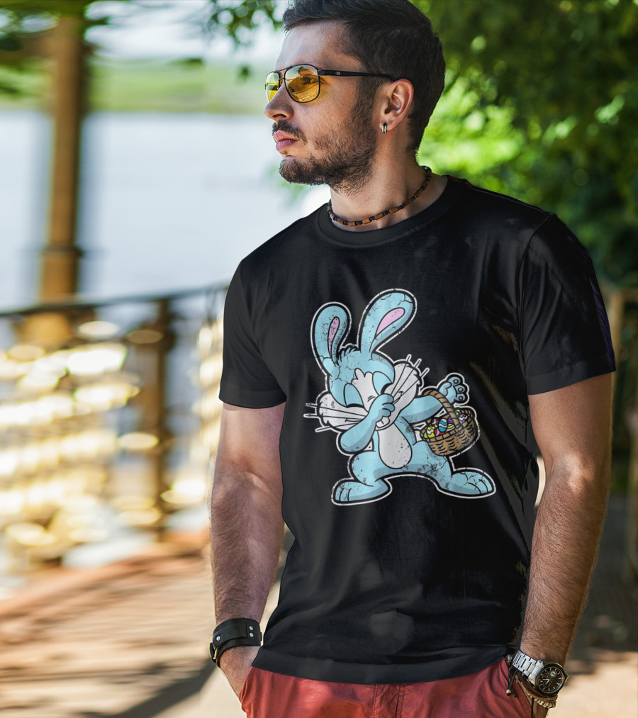 Dabbing Easter Bunny With Basket Of Eggs T-Shirt