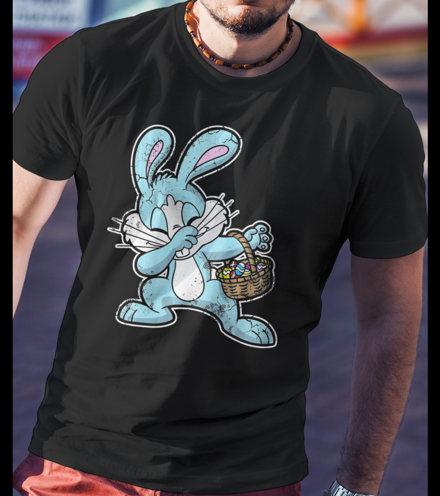 Dabbing Easter Bunny With Basket Of Eggs T-Shirt