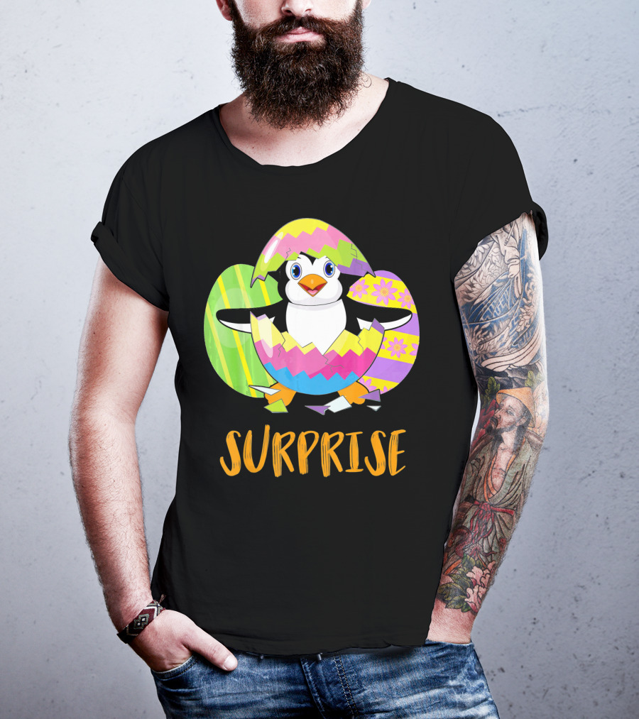 Surprise Cute Penguin Bunny Funny Easter T-Shirt