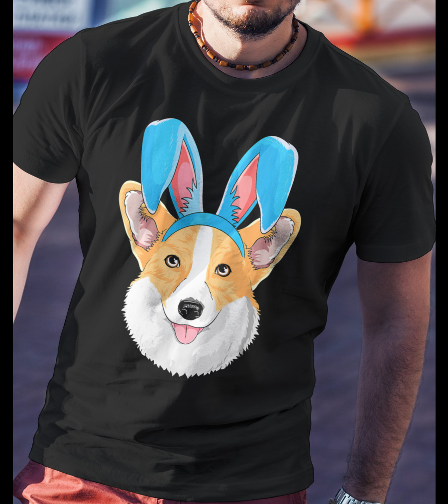 Easter Bunny Corgi Dog With Bunny Ears T-Shirt