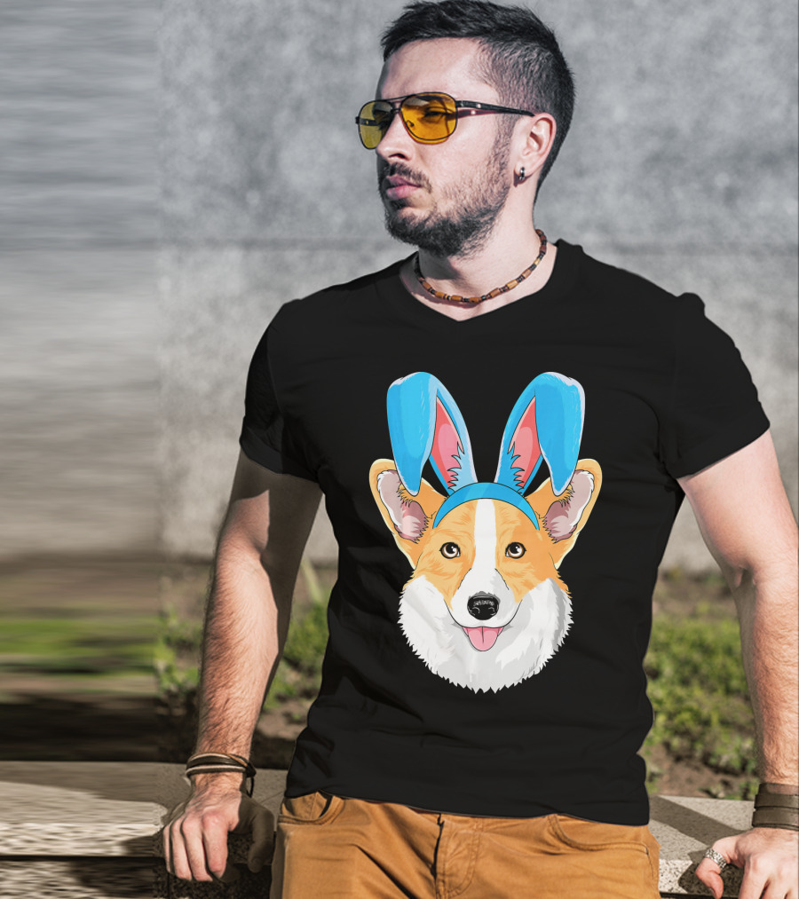 Easter Bunny Corgi Dog With Bunny Ears T-Shirt