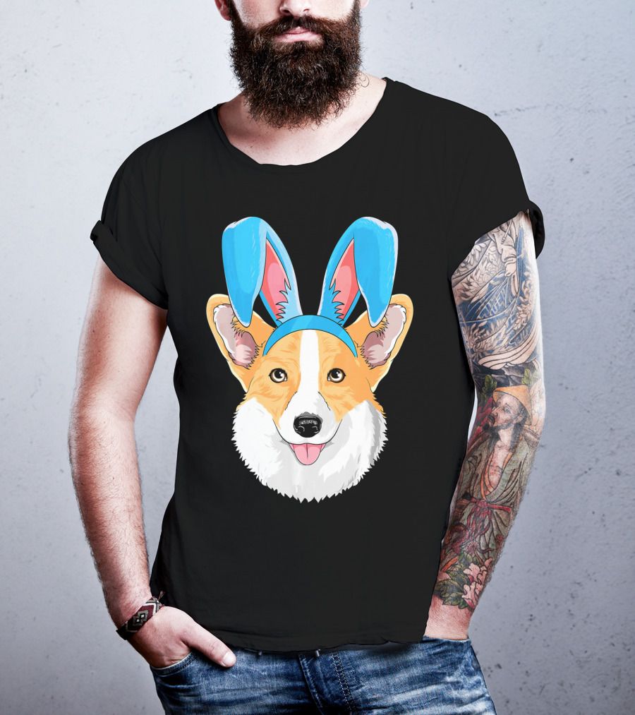 Easter Bunny Corgi Dog With Bunny Ears T-Shirt