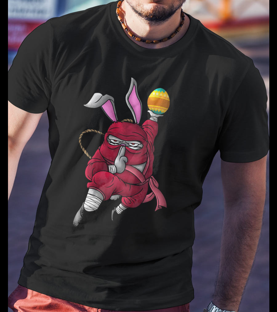 Easter Bunny Ninja With Cute Little Egg T-Shirt