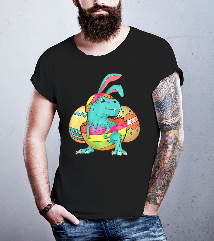 Easter Bunny Dinosaur Cute Rex Lover In Colorful Eggshell T-Shirt