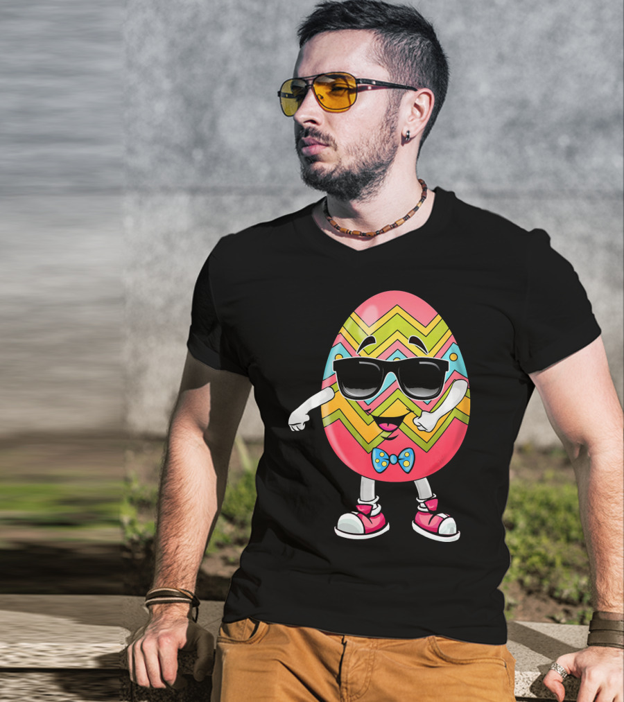 Floss Like A Boss Easter Egg Dance With Sunglasses And Bow Tie T-Shirt