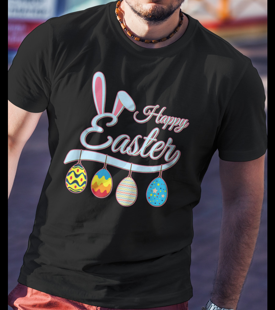 Happy Easter Bunny With Easter Eggs T-Shirt